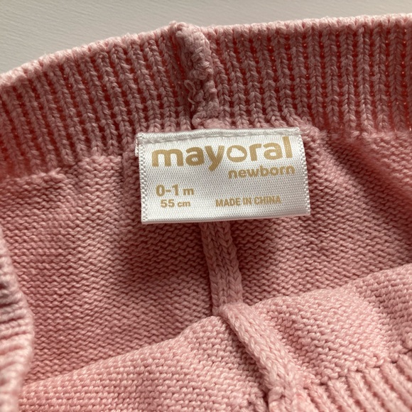 Mayoral baby pink knit pants, size 0-1 months - Picture 3 of 5